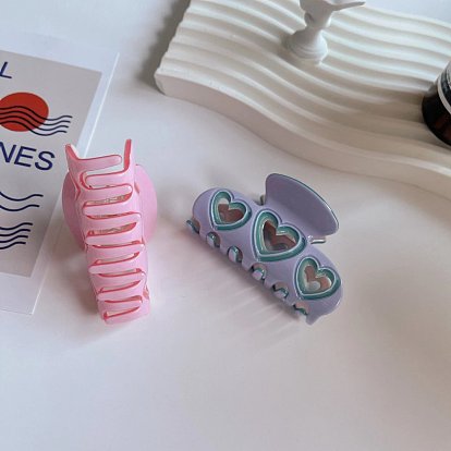Heart Cellulose Acetate(Resin) Claw Hair Clips, Hair Accessories for Girl