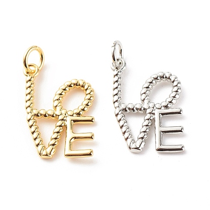 Brass Pendants, with Jump Ring, Cadmium Free & Lead Free, Word LOVE