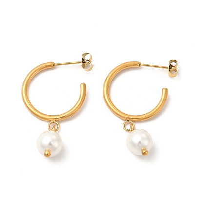 Boucles d'oreilles pendantes en perles de verre, 304 boucles d'oreilles demi-créoles en acier inoxydable pour femmes