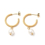 Boucles d'oreilles pendantes en perles de verre, 304 boucles d'oreilles demi-créoles en acier inoxydable pour femmes