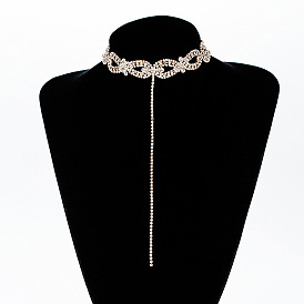 Ожерелье-чокер со сверкающими кристаллами для женщин - сексуальная цепочка на ключицу для ночного клуба со стразами и гламурным европейским стилем (n376)