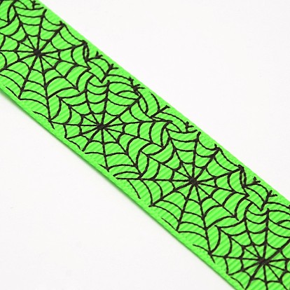 Halloween Ornaments Spider Web Pattern Printed Grosgrain Ribbons