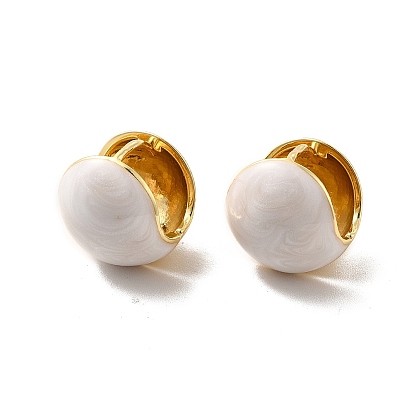 Enamel Round Hoop Earrings, Golden Brass Jewelry for Women