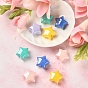 10Pcs 5 Colors Opaque Acrylic Beads, Pearlized, Star