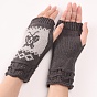 Polyacrylonitrile Fiber Yarn Knitting Fingerless Gloves, Winter Warm Gloves with Thumb Hole, Butterfly Pattern