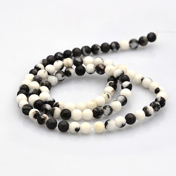 Round Natural Zebra Jasper Gemstone Beads Strands