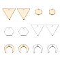 BENECREAT 48Pcs 4 Style Brass Charms, Long-Lasting Plated, Nickel Free, Loops, Moon & Triangle & Hexagon