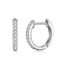 925 Sterling Silver Micro Pave Cubic Zirconia Hoop Earrings for Women