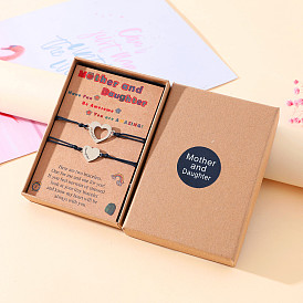 Набор браслетов для мамы и дочки в форме сердца из нержавеющей стали в элегантной подарочной упаковке