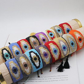 Bohemian Devil Eye Tassel Bracelet - Handmade, Minimalist, European and American Style.