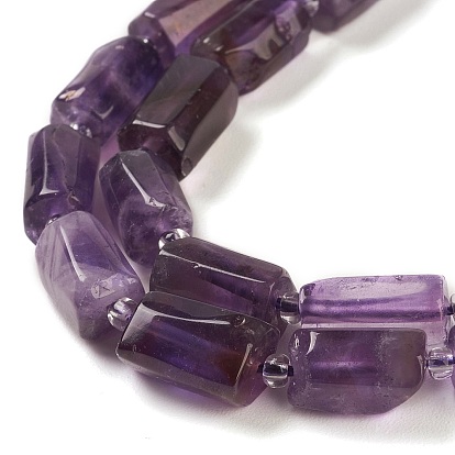 Natural Amethyst Beads Strands, with Seed Beads, Faceted, Column
