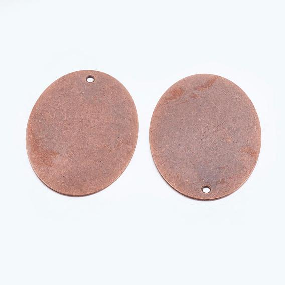 Metal Tags, Brass Stamping Blank Tag Pendants, Oval, 40x30x0.5mm, Hole: 1.5mm