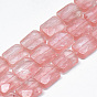 Cherry Quartz Glass Bead Strands, Faceted, Rectangle