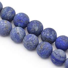 Givrées lapis rondes naturelles perles lazuli brins