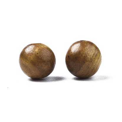 Perles de bocote, perles en bois ciré naturel, non teint, ronde, sans plomb