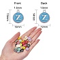 120Pcs 12 Colors Golden Plated Alloy Charms, with Enamel, Enamelled Sequins, Flat Round with Letter