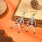 MIYUKI Delica Beaded Skeleton Dangle Earrings, 304 Stainless Steel Long Drop Earrings
