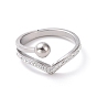 Ola de diamantes de imitación de cristal con anillo de dedo de bola redonda, 304 joyas de acero inoxidable para mujer