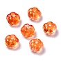 Perles de verre transparentes thème automne, avec de la poudre de paillettes, citrouille