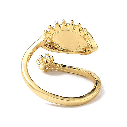 Открытое кольцо-манжета сглаз лэмпворк с прозрачным кубическим цирконием, настоящие позолоченные украшения из латуни для женщин