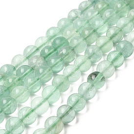 Natural Green Fluorite Beads Strands, Round