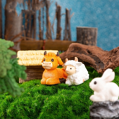 Décorations d'affichage de figurines d'animaux en résine, micro paysage décoration de ferme heureuse.