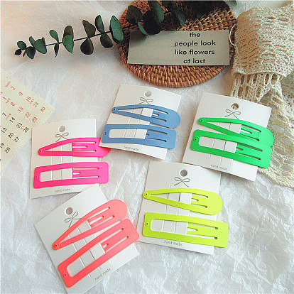 Cute Student Hairpin Set with Neon Color and Fringe - Matte Fabric BB Clip