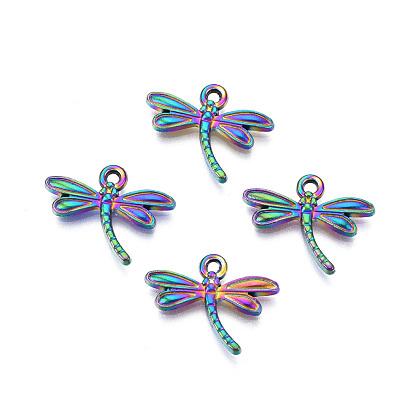 Colgantes de aleación de color arcoíris, sin plomo y cadmio, libélula