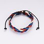 Adjustable Braided Leather Cord Bracelets, with Waxed Cord, 64mm