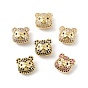 Brass Micro Pave Cubic Zirconia Beads, Long-Lasting Plated, Real 18K Gold Plated, Cadmium Free & Lead Free, Bear Head