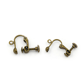 Brass Clip-on Earring Findings, for Non-pierced Ears, 18x13x4mm, Hole: 1mm