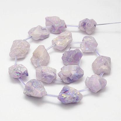 Electroplated Natural Amethyst Bead Strands, Nuggets