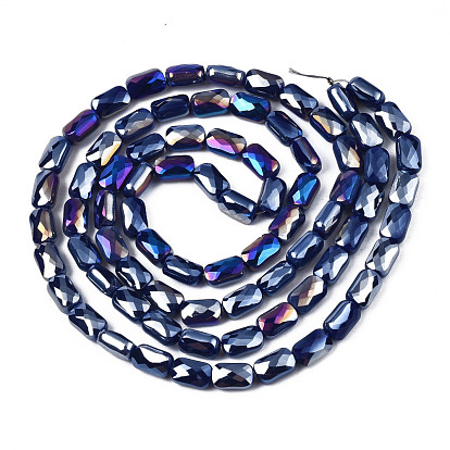 Galvanoplastie opaques couleur unie perles de verre brins, de couleur plaquée ab , facette, rectangle