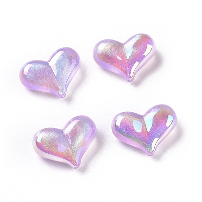 Placage uv perles acryliques irisées arc-en-ciel, avec de la poudre de paillettes, cœur