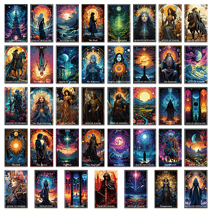 78Pcs Tarot Theme Waterproof PVC Stickers Set, Adhesive Label Stickers, for Water Bottles, Laptop, Luggage, Cup, Computer, Mobile Phone, Skateboard, Guitar Stickers