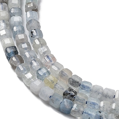 Natural Aquamarine Beads Strands, Faceted, Cube