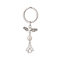 304 Stainless Steel Angel Keychains, with Natural Cultured Freshwater Pearl Beads