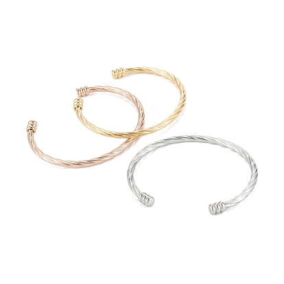 304 Stainless Steel Cuff Bangles, Cable Wire Open Bangles
