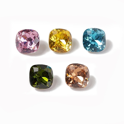 Cubic Zirconia Cabochons, Pointed Back & Back Plated, Square