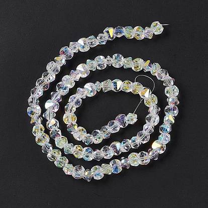 Transparent Electroplate Glass Beads Strands, AB Color Plated, Faceted, Bowknot
