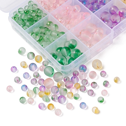 565 piezas 15 colores perlas de vidrio pintadas con spray esmerilado, con la hoja de oro, rondo