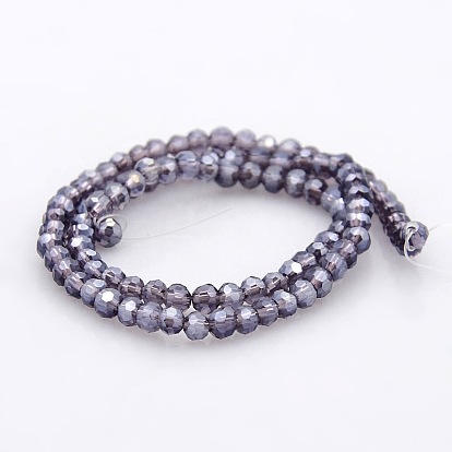 Pearl Luster Plated Glass Faceted Round Spacer Beads Strands, 3mm, Hole: 1mm, about 100pcs/strand, 11.5 inch