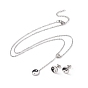 304 Stainless Steel Jewelry Sets, Necklaces and Stud Earrings, with Rhinestone and Enamel, Yin Yang