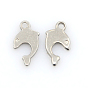 201 Stainless Steel Fish Charms, Dolphin Pendants, 12x8x1mm, Hole: 1mm