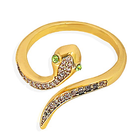 Серебряное прозрачное бриллиантовое кольцо со змеей и открытым медным цирконом для женщин - креативный модный дизайн в европейском и американском стиле