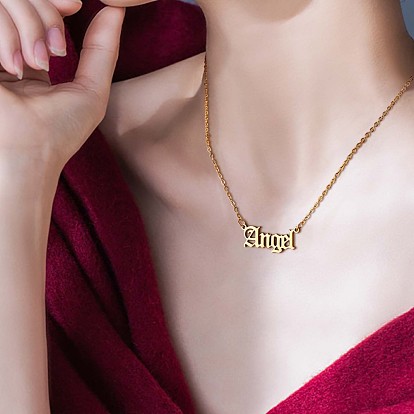 316 collier pendentif ange mot en acier inoxydable chirurgical pour hommes femmes