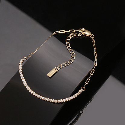 Теннисные браслеты из прозрачного кубического циркония, 925 браслет-цепочка из стерлингового серебра со скрепками для бумаг, с печатью s925