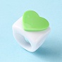 Opaque Acrylic Finger Rings, Rectangle with Heart