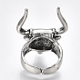 Alloy Cuff Finger Rings, Wide Band Rings, Bull