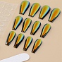 Plastic Laser Out Full Cover False Nail Tips, Press on long Coffin Nails, Nail Art Detachable Manicure, Teardrop